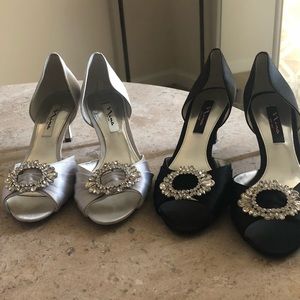 Nina Embellished Peep Toe Dress Shoe (worn 1x)